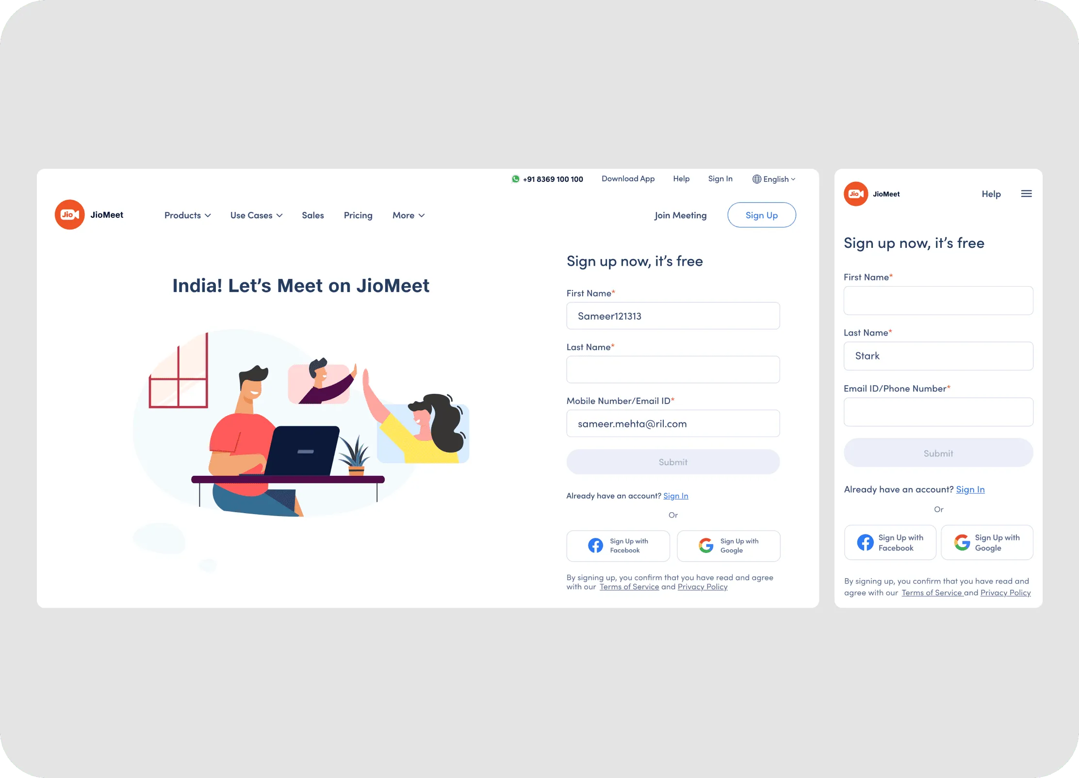 sign up page
