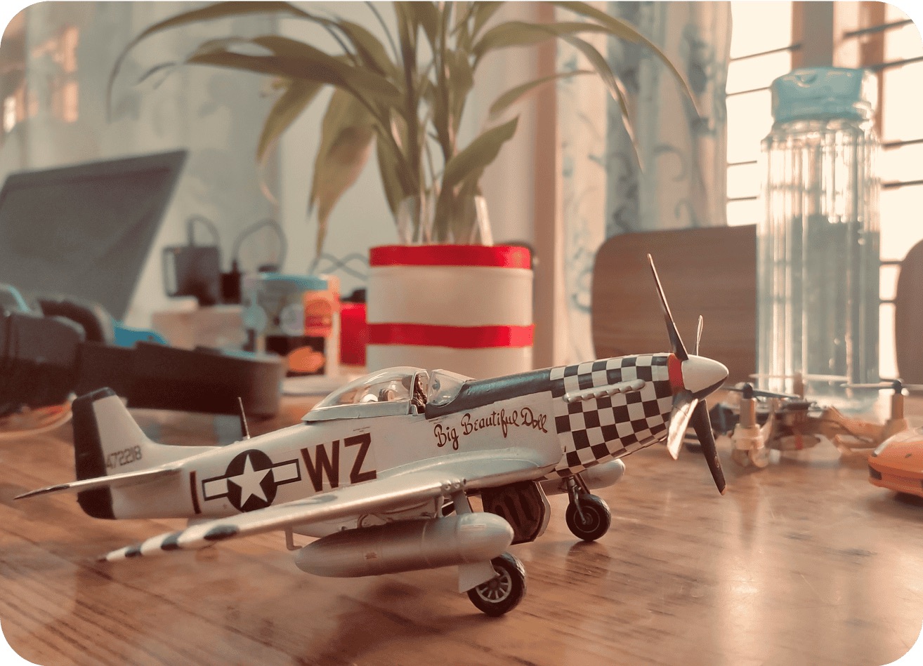 image of scaled model of P-51D Mustang