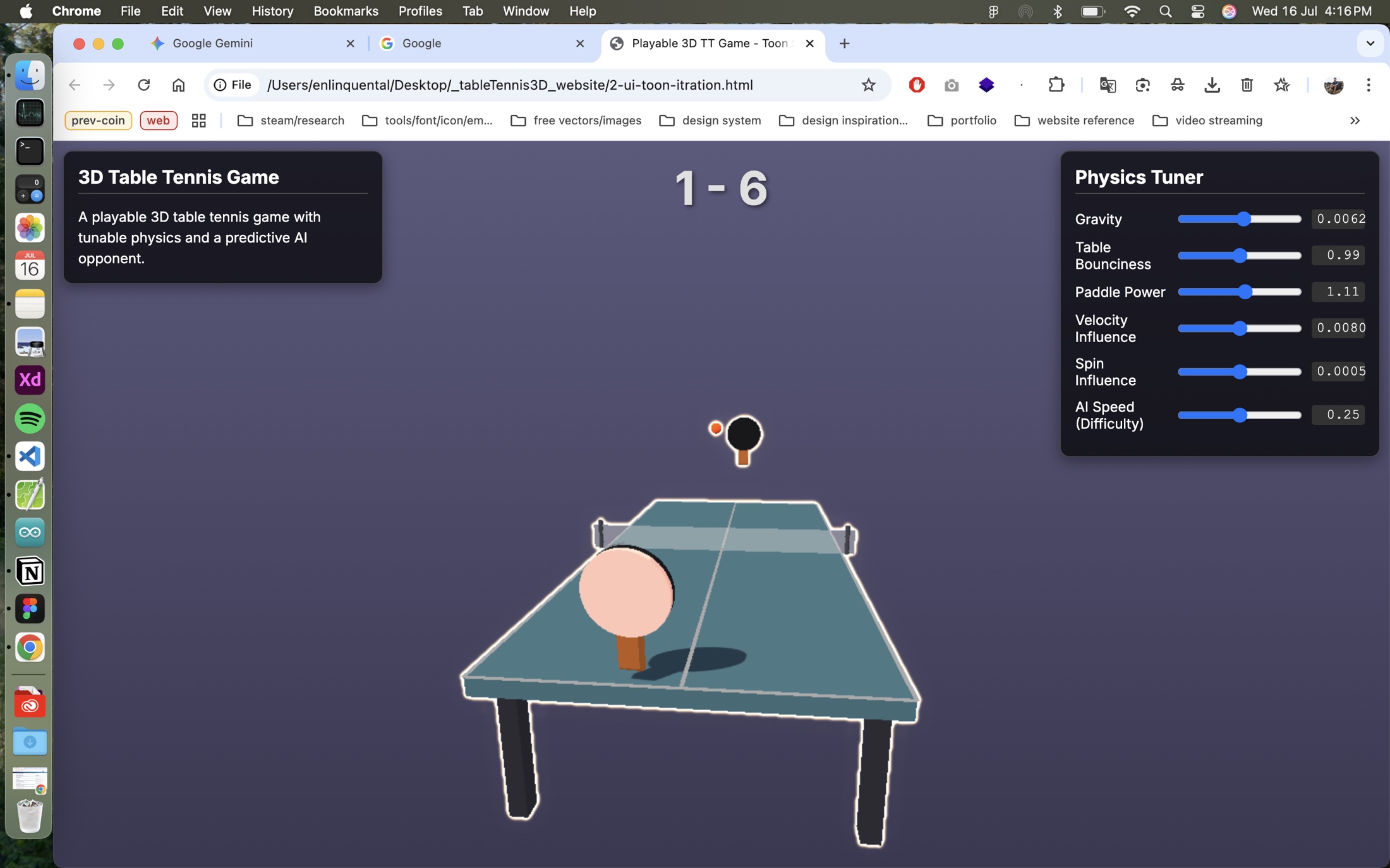 3D Table Tennis style generation