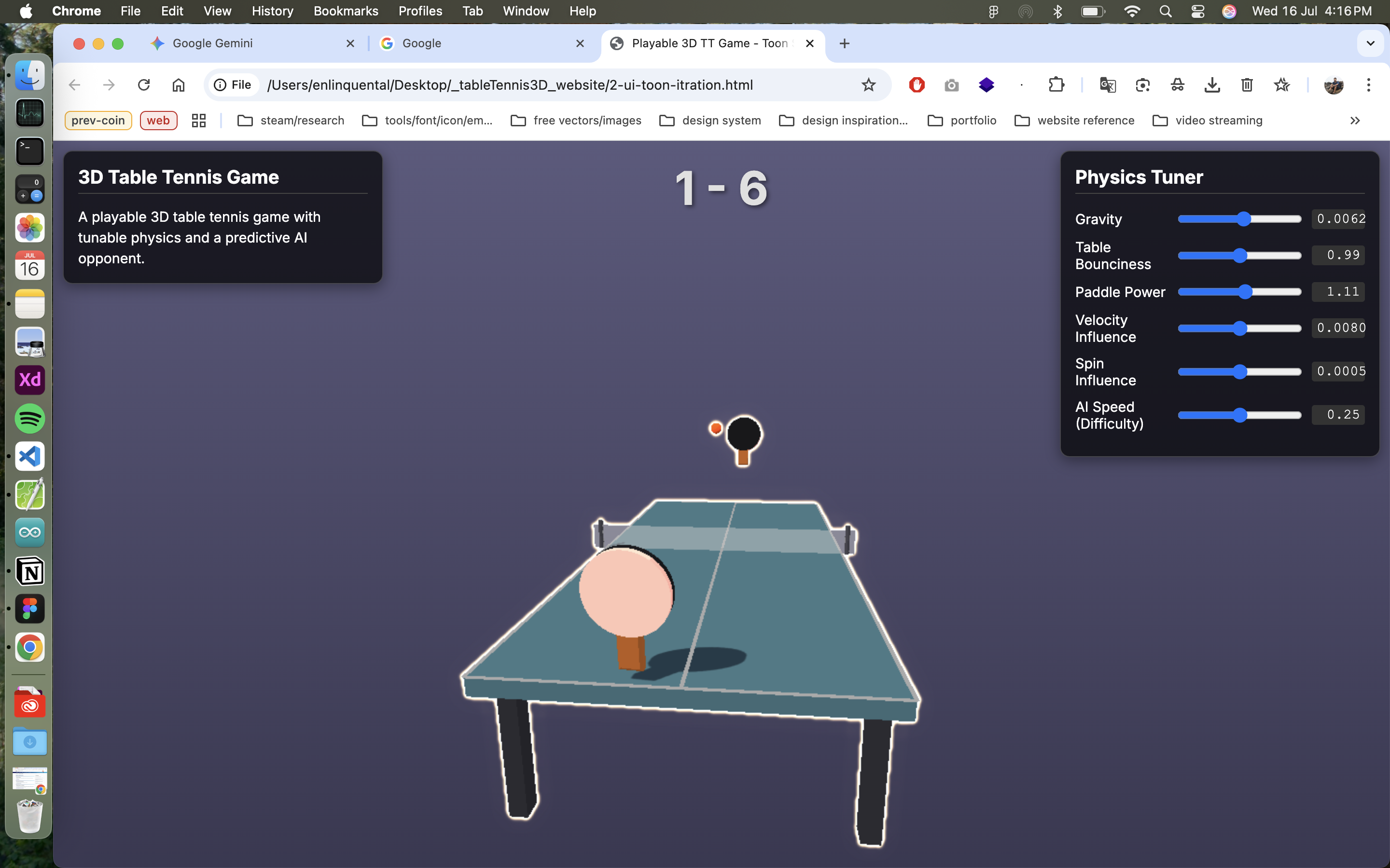 3D Table Tennis style generation