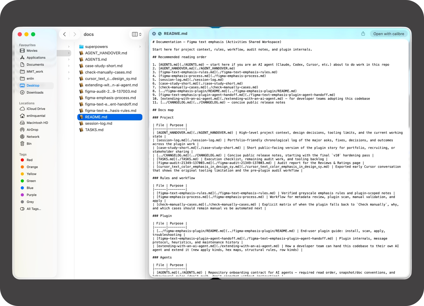 CSV export and AI-agent-ready docs showing sheets, exports, and documentation views