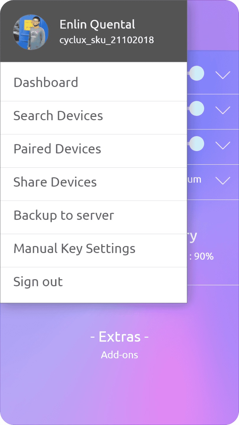 Cyclux companion app wireframe set A 10