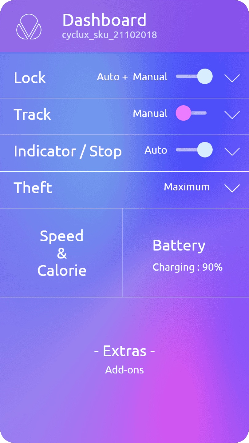 Cyclux companion app wireframe set A 9