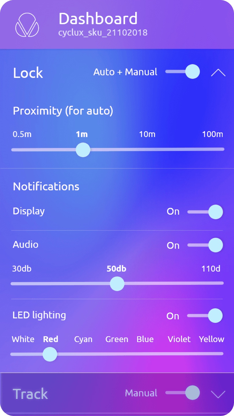 Cyclux companion app wireframe set B 2