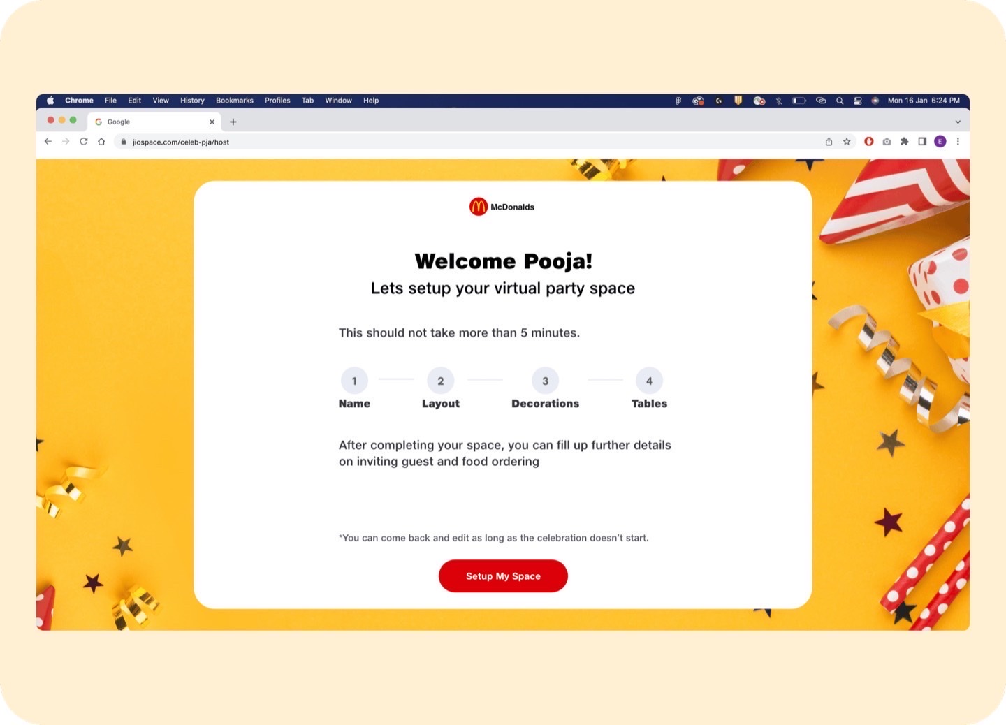 Host onboarding step 1