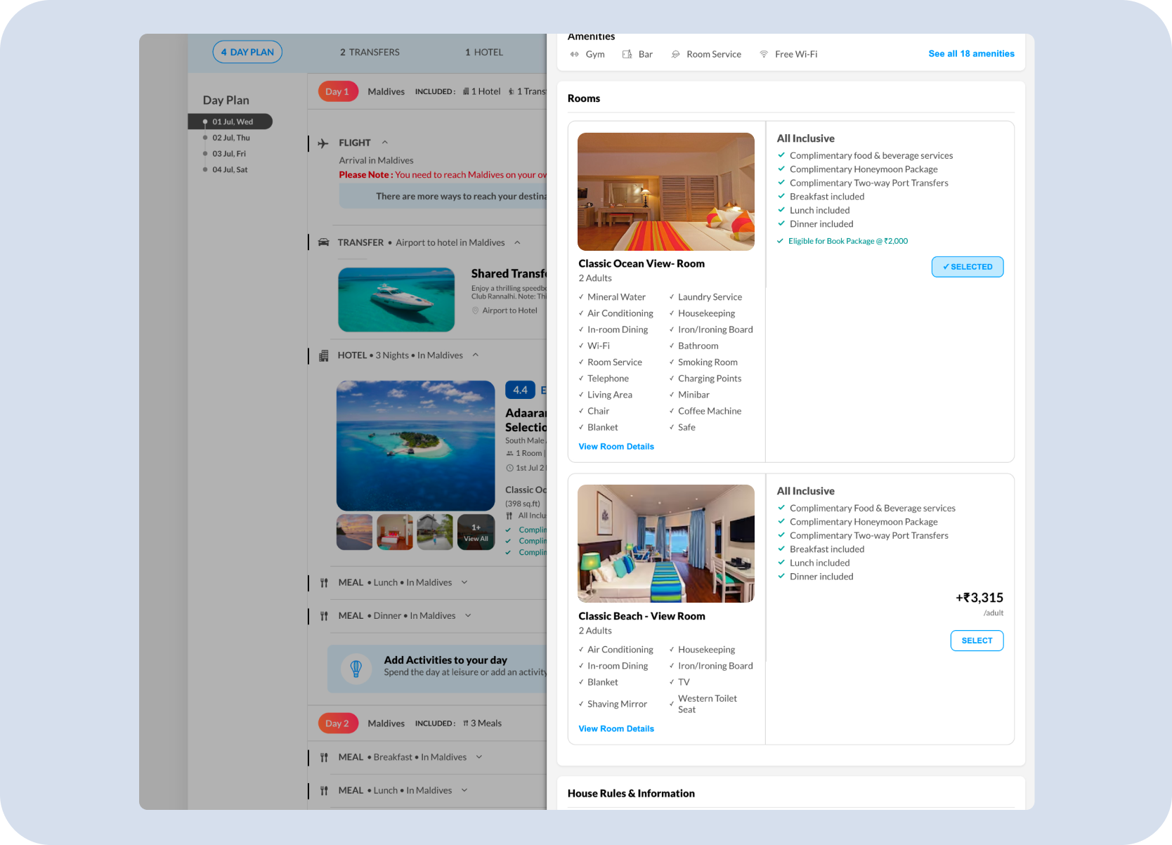 Existing connected package flow across the Holidays journey