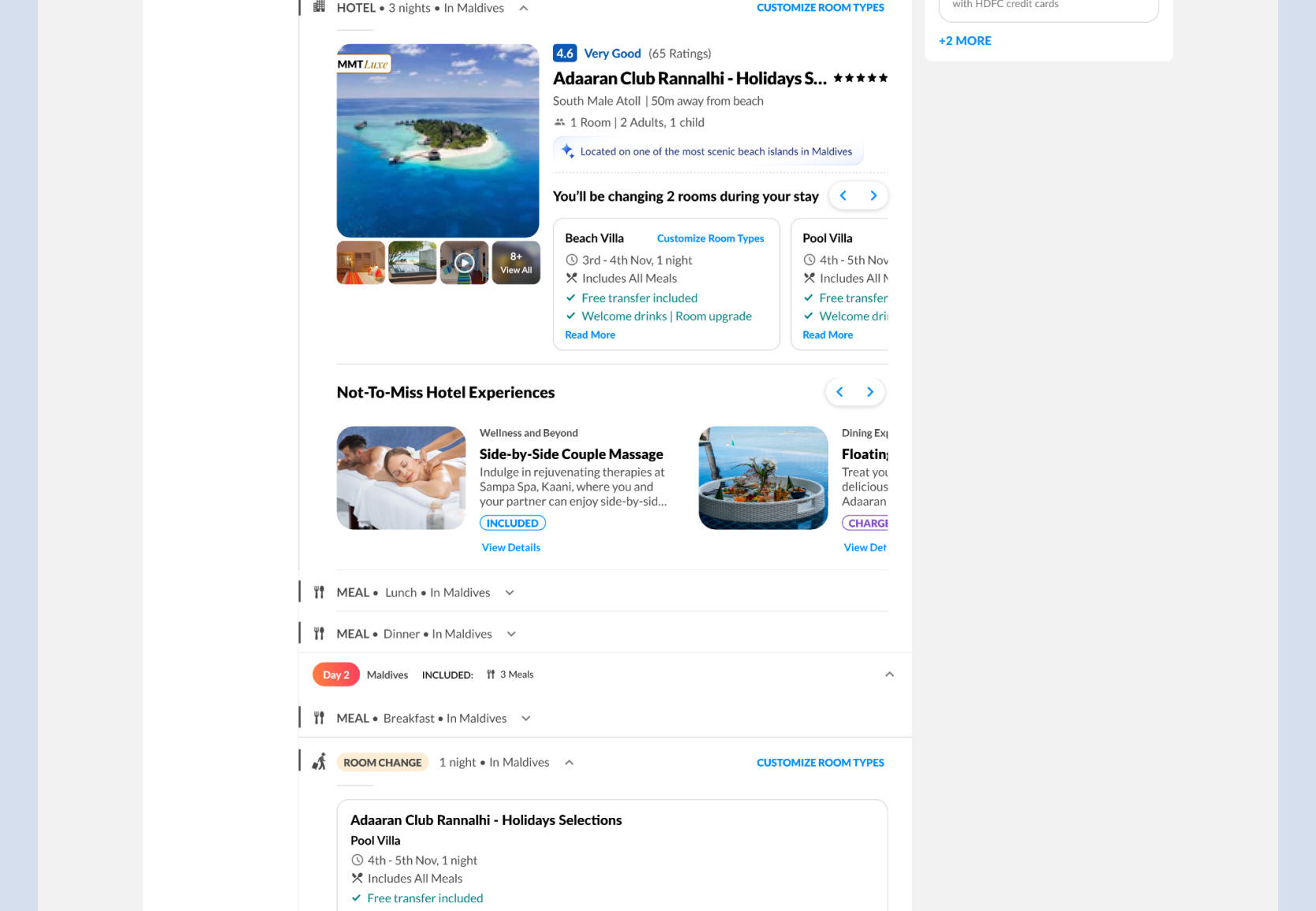 Split Stay review — room details and inclusions per night