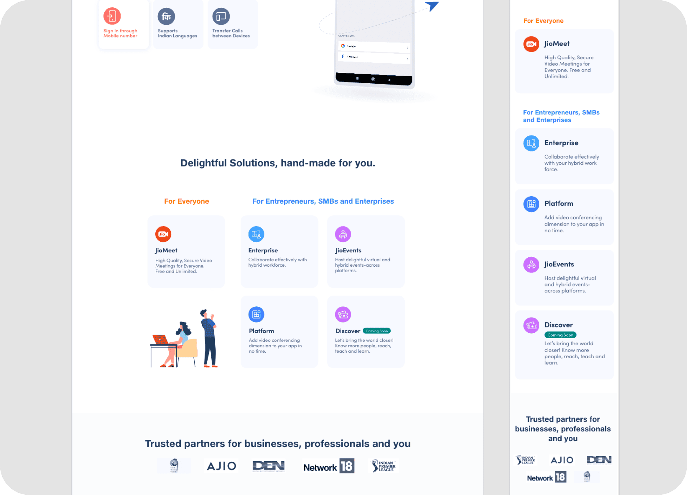 Home page value proposition